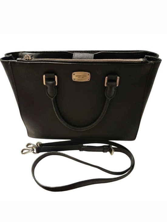 MICHAEL Michael Kors Handbags - Michael Kors Savannah Black Saffiano Leather Satchel Crossbody Bag